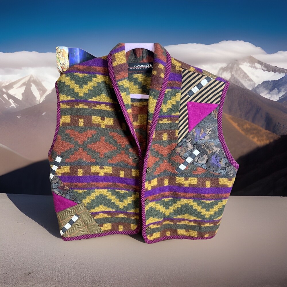 Vintage Canvasbacks Lutton & Horsfield Womens Wool Vest Size L Aztec Artisan
